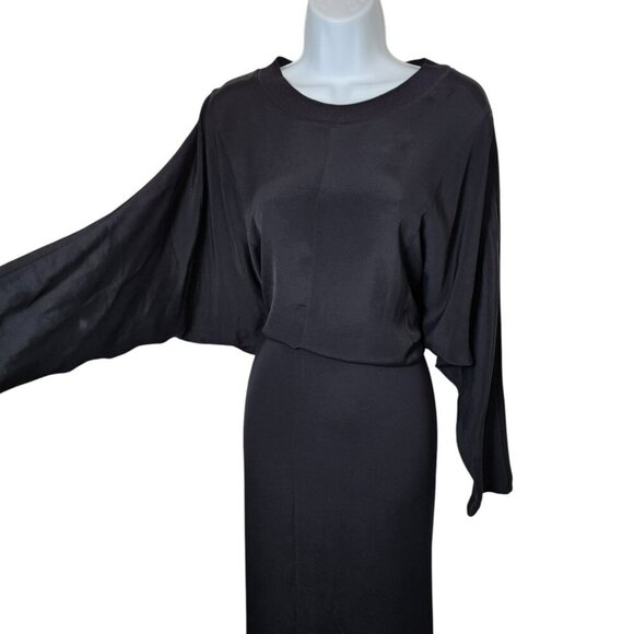 NWT COS Black Batwing Sleeve Maxi Dress Size 10 Minimalist Modern Rayon $125 - Picture 8 of 10